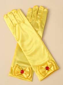 1 Pair Children's Satin Gloves Princess Satin Fabric Magic Gloves For Girl - Black - View 7