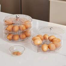 Caja transparente rodante para almacenar huevos en el refrigerador, soporte apilable claro para huevos, protector de huevos para refrigerador, dispensador de huevos apilable