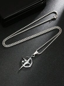 1 件欧美时尚万圣节新月星星吊坠项链，男女不锈钢珠链，极简奢华小众吊坠锁骨链，家庭节日生日礼物 - 彩色 - 查看 6