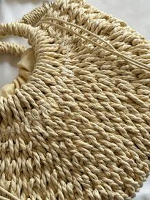 Bohemian Style Straw Tote Bag, Fashionable Women Shoulder Bag, High-Quality Multi-Function Shopping Bag, Suitable For Travel And Vacation, Earth-Tone Colors Matching Autumn Outfits, Casual Accessory, Eye-Catching Beach Bag Summer, Summer Straw Beach Bag For Women, Vacation Essentials, Perfect For Summer, Vacation & Beach - Multicolor - View 12