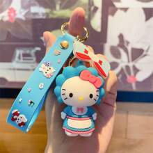 Sanrio 1pc New KT Cat Keychain Cartoon Anime PVC Figurine Cat Pendant Bag Charm Car Key Ring Creative Gift