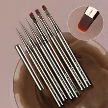 Hot 6PCS Metal Rod Nail Art Brush Set Wholesale Colouring Pen Large Square Round Light Therapy Pen Halo Pen