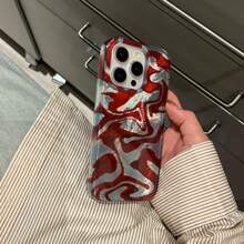 Wave Ripples Glacier Ombre Blue, Brown, Red Water Wave Gradient Double-Layer IMD Soft Phone Case Compatible With IPhone 16 Pro MAX / 15 Pro Max / 14 Pro / 13 / 12