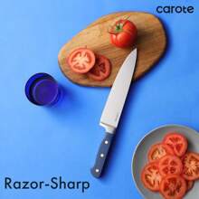 CAROTE 11 Pieces Knife Set With Block For Kitchen, Stainless Steel Razor-Sharp Blade, Triple Riveted Ergonomic Handle, Wooden Magnetic Block, Essential Knife Block Set, Beigeprompt Goods - Blue-wS - View 3