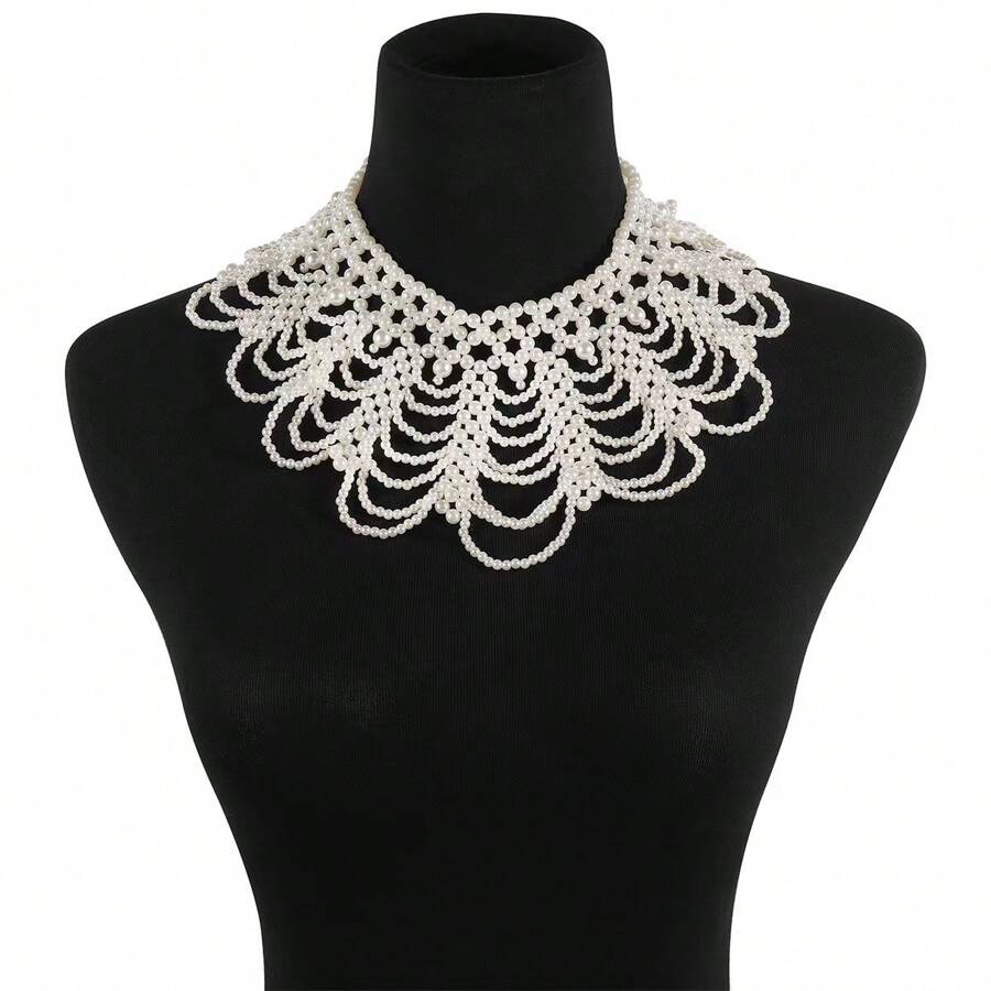 1pc Women's Faux Pearl Collar, Suitable For Formal Occasions