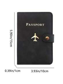 Multi-Card PU Passport Holder - Snap Closure, Faux Leather Lining, Airplane Pattern Passport Case, Minimalist Travel Accessory - Convenient Document Storage And Travel Items, Holiday Supplies Travel Stuff Travel Organiser Travel Items Travel Wallet Passport Holder Passport Wallet Beach Vacation Bag Summer Christmas Vacation