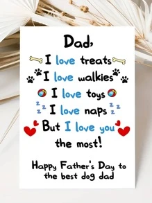 1pc Funny Dog Dad Fathers Day Card From Son Daughter, Cute Dog Dad Gifts For Men, Happy Father's Day Card For Him, Father's Day Greeting Card For Fathers Day, Birthday - Multicolor - View 3