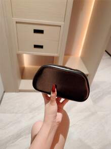 1pc Stylish Metal Decor Mini Box Clutch, Glitzy Metal Bar Insert Women Handbag Elegant, Luxurious For Evening Dress Party, Prom, Romantic Wedding, Metallic Chain Strap