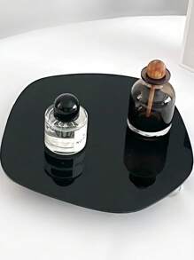 1pc Ins Style Geometric Acrylic Fragrance Holder Stand, Luxury Black Mirror Moon Tray Decoration Item