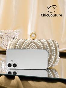 Mini pochette en forme de larme pour femme, polyvalente et à la mode, avec perles, sac de soirée raffiné, sac à main rétro luxueux en cristal, idéal pour un mariage, un cocktail, un bal ou Noël, avec chaîne.