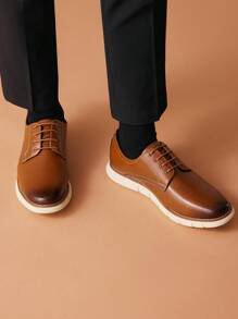 Men's Crossflex Neat Polish Dress Sneakers Casual Oxford Formal Shoes - Brown - View 3