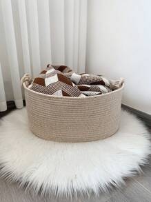 1pc Highly Thickened Collapsible Super Large Laundry Basket, Dirty Clothes Hamper, Blanket Basket. Handwoven With Auspicious Buckle Handle, Suitable For Storing Clothes, Blankets, Pillows, Toys, And Other Items In Bedroom, Laundry Room, Hallway - Multicolor - View 16