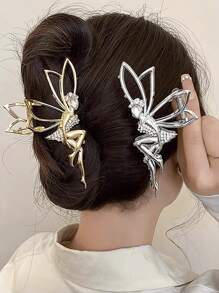 女士合金金色天使仙女礼服头饰夹，高端精致发髻发夹适合日常使用