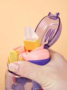 1pc600ml Water Cup With Straw Baby Children, Primary School Students Carry Anti-Drop Plastic Cup Kindergarten, School Outdoor Water Bottle Baby Drink Cup - Green - View 4