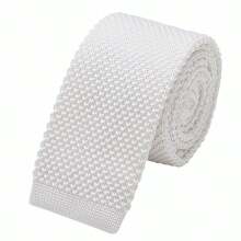 1 cravate tricotée à dessus plat blanche champagne faite à la main, adaptée aux mariés, aux garçons d'honneur, aux affaires quotidiennes et aux vêtements de ville décontractés