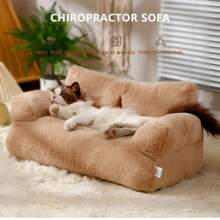 Comodo divano letto in peluche per animali domestici, letto per cani e gatti - rimovibile e lavabile, base antiscivolo, con cuscino incluso - colore caffè (disponibile in diverse misure)