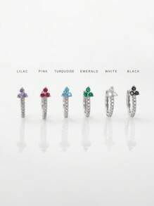 2pcs Mini 925 Sterling Silver Color Clover Stud Earrings, Hypoallergenic Gold Three CZ Triange Stud Earrings, For Women's Daily Wear - Shamrock Earrings - View 6