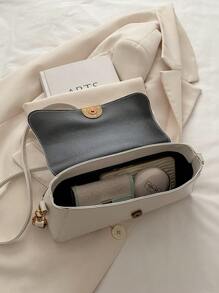 1pc Women Glossy PU Leather Baguette Bag, Premium Design Niche Small Shoulder Crossbody Bag, Versatile For Going Out, Commute, Date, Underarm Bag, Personalized Shoulder Slant Bag