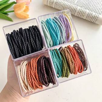 50pcs Men's High Elasticity Hair Ties, Solid Color Ribbed Sports Hair Accessories, Suitable For Workout, Gathering, Casual Wear Ponytail Holders Hair Elastics Hair Rubber Bands Scrunchies Hair Rope ,Head Piece