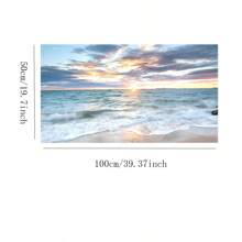 1 pièce Grande affiche sur canevas sans cadre - Art moderne, œuvre murale de plage, impression de coucher de soleil sur l'océan, décoration murale côtière et nautique pour le salon, la chambre, le bureau à domicile, la salle de bain, la cuisine - œuvre d'art contemporaine pour usage intérieur
