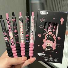 6 canetas neutras de secagem rápida com laço rosa, ponta fina de 0,5 mm, escrita suave, adequadas para material escolar e de escritório, caneta-pincel com laço de balé, caneta neutra de secagem rápida ST, caneta preta prensada rosa feminina, caneta com estampa de desenho animado para estudantes, caneta com losango de laço rosa, caneta prensada ST de secagem rápida - caneta pincel estilo INS para estudantes, caneta com estampa feminina (estilo e cor aleatórios), material escolar, itens essenciais para a escola, volta às aulas, material escolar, material escolar para a volta às aulas