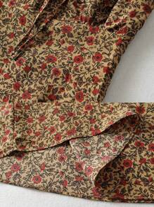 Women's Floral Dress Low Square Neck Spaghetti Strap Tie One Piece Dress 90's Y2K Sunny Dresses - Mustard Yellow - View 5