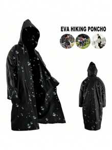 一件白色EVA材质雨衣，带帽和抽绳，一次性，全身防护，男女通用，户外徒步雨衣，透明便携雨披，适用于学校、办公室、家庭、旅行保暖、闺蜜节、宠物、嘉年华、派对装饰