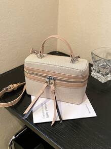 1 Pc New Small Capacity Girls' Pu Material Handbag With Removable And Adjustable Crossbody Strap, Zipper Closure Design, Unique And Fashionable For Travel, Commuting, Shopping, And As A Gift For Friends - Handbag - View 14