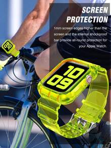 Pulseira transparente 2 em 1 com capa protetora compatível com Apple Watch 38/40/41/42/44/45 mm, pulseira de substituição protetora Jelly Sports compatível com Apple Watch 8/7/6/5/4/3/2/1/SE