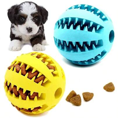 Rubber Interactive Ball Dog Toy, Puppy Chew Toy, Pet Dental Care Ball, Silicone Feeding Toy For Cats And Dogs