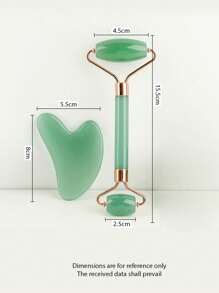 1pc/2pcs/3pcs Facial Beauty Massage Set, ABS Resin Material Double Head Roller Massage, Triangle Scraping Board, Soft Silicone Ice Mold, Body Gua Sha Massage Tools Set, Green