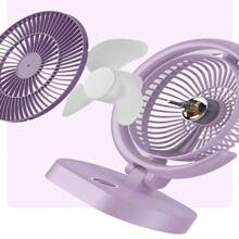 1 pieza Nuevo ventilador de escritorio USB ligero de verano con luz, ventilador de mesa portátil mini para hogar/oficina/coche, morado/verde - Multicolor - Ver 5
