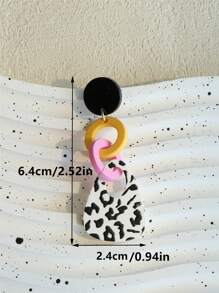1 paire de boucles d'oreilles pendantes acryliques entrelacées à imprimé léopard, élégantes pour femmes