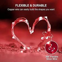 LED String Lights 20m200LED Warm White White Multicolor Fairy Tale Lights, USB Power Powered Fairy String Lights, Waterproof Silver Wire Copper Wire String Lights For DIY Wedding Dormitory, Bedroom, Party, Flower Decoration, Birthday Decoration, Campus Decoration, Festival Decoration, Courtyard Garden Decoration, Etc - Đỏ - Xem 7