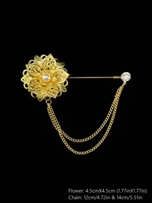 1 Peça Elegante Alfinete de Hijab, Broches de Flores da Moda com Correntes, Acessórios Estilosos de Lenço Muçulmano, Broche de Hijab