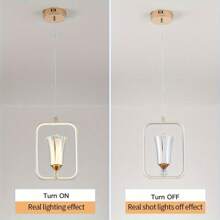 1 st. Moderne LED hanglamp, semi-inbouw gepolijste metalen hanglamp met acryl lampenkap, dimbaar 3-kleuren, inclusief installatiehardware, geschikt voor woonkamer, eetkamer, slaapkamer, gang - vast bedraad, 110V-240V zonder schakelaar of afstandsbediening