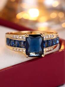 1pc Elegant & Cute Purple Zirconia Engagement Ring, Silver Women's Wedding Jewelry - Ring 2 - View 6