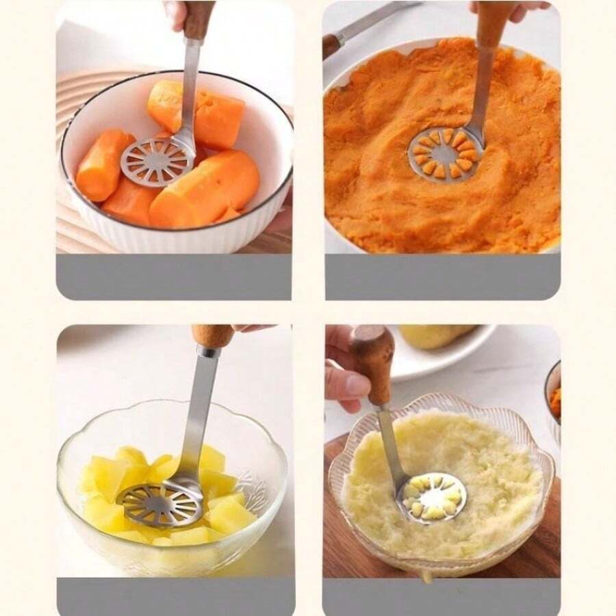 Stainless Steel Potato Masher, Food Ricer Pressure Cooker For Home Use, Kitchen Puree Tool, Mashing Tool - Silver - View 1