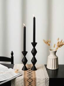 CMYD Studio 1 件黑色木制烛台，斯堪的纳维亚风格，极简主义侘寂香烛台，法式黑色家居装饰品，无尽柱木制烛台，适用于家居装饰、客厅、卧室、餐厅、礼物 - 彩色 - 查看 10