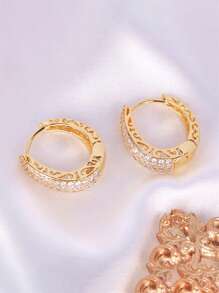 1 Pair Girls Elegant Cubic Zirconia Hoop Earrings For Daily Decoration For Party Jewelry Birthday Gift