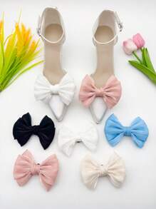 New Detachable Linen Bow Shoe Decorations Charms For High Heels & Sandals