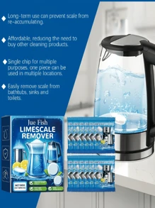 1pc Kettle & Pot Descaling Effervescent Tablets, Stainless Steel Cleaner Lemon Descaling Tablets For Removing Limescale In Kitchen, Bathroom & Household - Multicolor - View 2