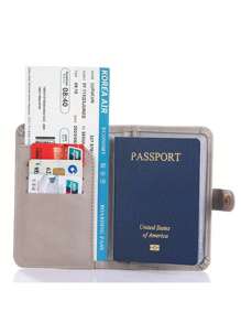Multi-Card PU Passport Holder - Snap Closure, Faux Leather Lining, Airplane Pattern Passport Case, Minimalist Travel Accessory - Convenient Document Storage And Travel Items, Holiday Supplies Travel Stuff Travel Organiser Travel Items Travel Wallet Passport Holder Passport Wallet Beach Vacation Bag Summer Christmas Vacation