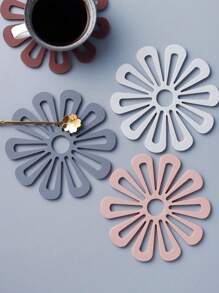 6pcs/Set Nordic Style Thick Tableware Coaster, Heat Insulation Placemat, Floral Design Non-Slip Cup & Plate Mat, Home Use (1 Pack)