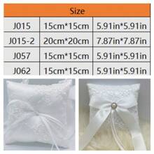 1pc Lace Square Ring Pillow,White Wedding Ring Pillow, Simple Collection Of Big Bow, Ring Bearer Holder For Wedding Party Ceremony,Christmas - Multicolor - View 7