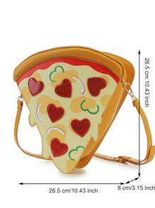 Bolsa Transversal Novidade Forma de Pizza Cartoon Mulheres, Bolsa de Ombro Fofa para Meninas, Bolsas e Bolsas da Moda
