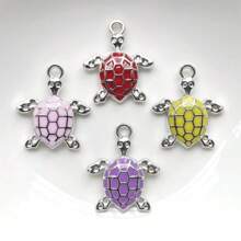 10 piezas Colgantes de tortuga de 28x24mm de acrílico de colores para hacer joyas DIY, descubrimientos, pulseras y accesorios de pendientes