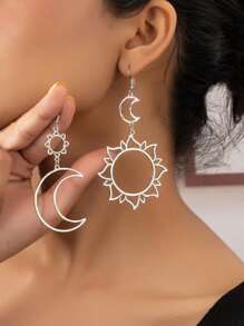1 paire de boucles d'oreilles géométriques évidées de grande taille, simples et à la mode