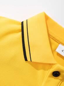 2 bucăți/Set Tricou polo cu mânecă scurtă și pantaloni scurți de culoare solidă pentru școală, spectacole, activități de grup