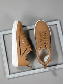 2025 New Men's Sports Shoes, Men's Fashionable And Handsome Casual Shoes, Lace Up Men's Shoes, Skateboarding Shoes, Men's Sneakers, Personalized Street Men's Shoes - Brown - View 5